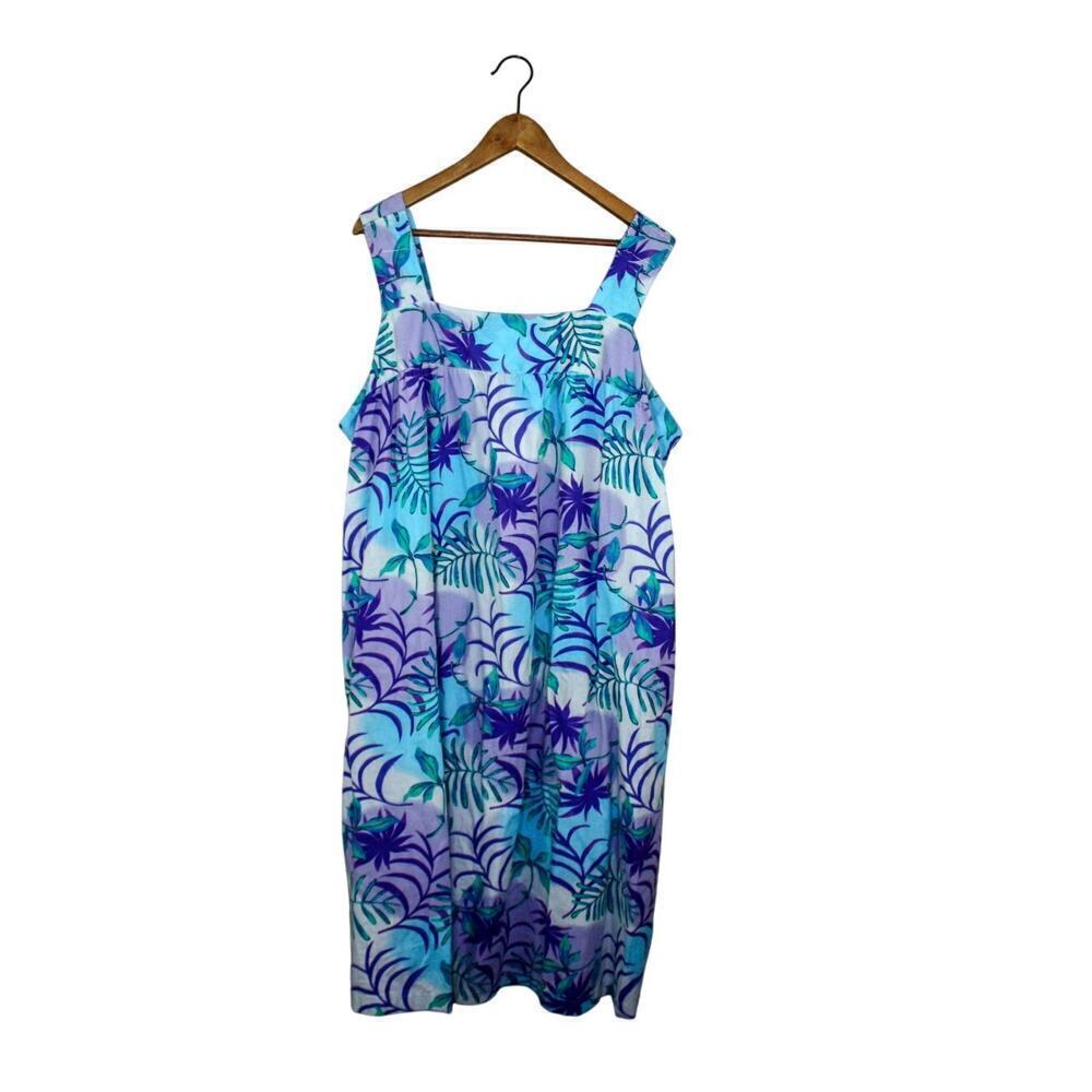 Dreams & Co Tropical Print Nightgown Sleeveless Daydress Housedress 3X